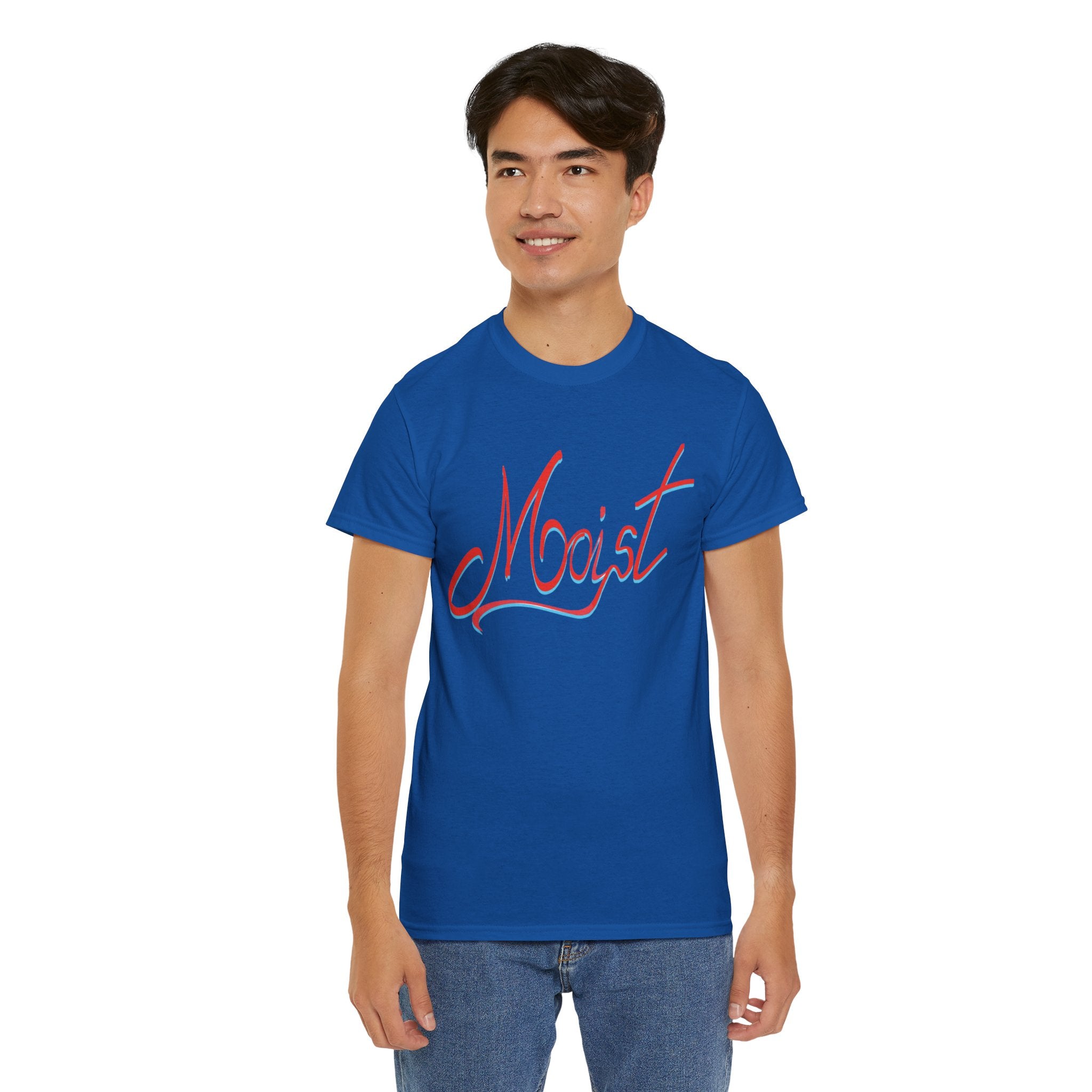 Moist Script T-Shirt — Playful Retro Typography Tee