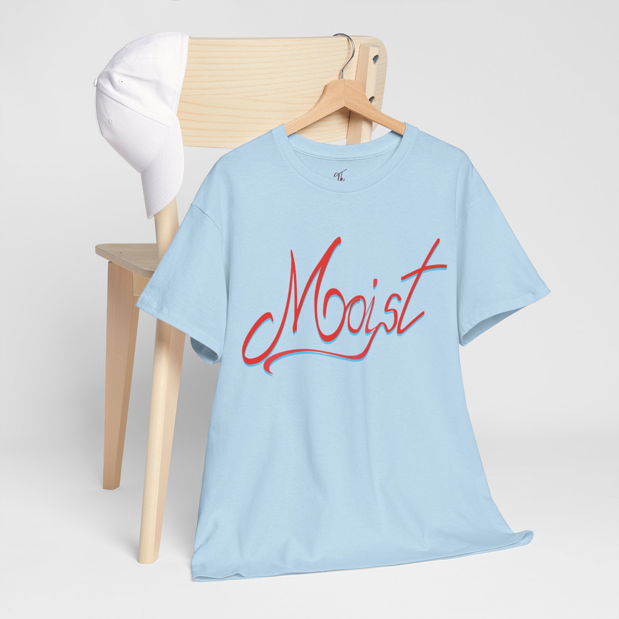 Moist Script T-Shirt — Playful Retro Typography Tee