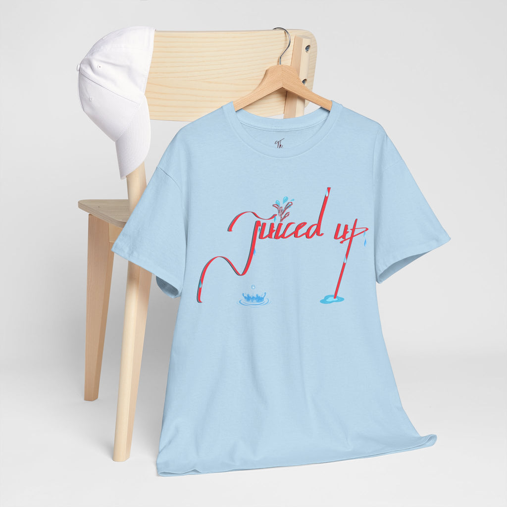 Hand-Written, Funny, Assertive 'Juiced Up' Unisex Tee, Bold Casual Everyday Shirt, Semi-Formal Adult Tshirt, 100% Cotton Eco-Friendly Top, Versatile Tee