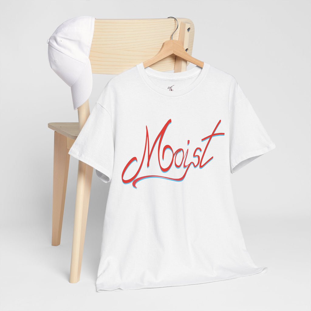 Moist Script T-Shirt — Playful Retro Typography Tee