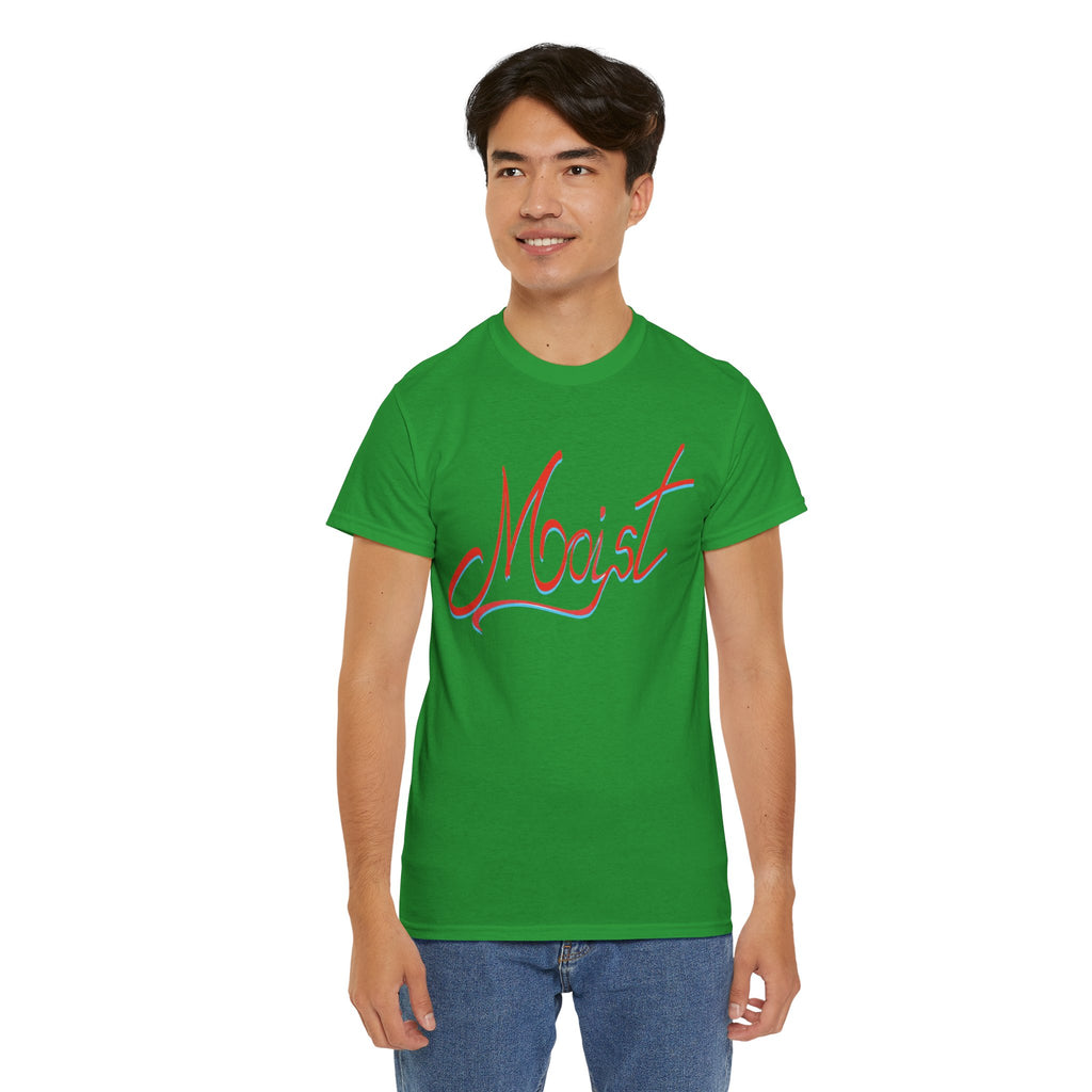 Moist Script T-Shirt — Playful Retro Typography Tee