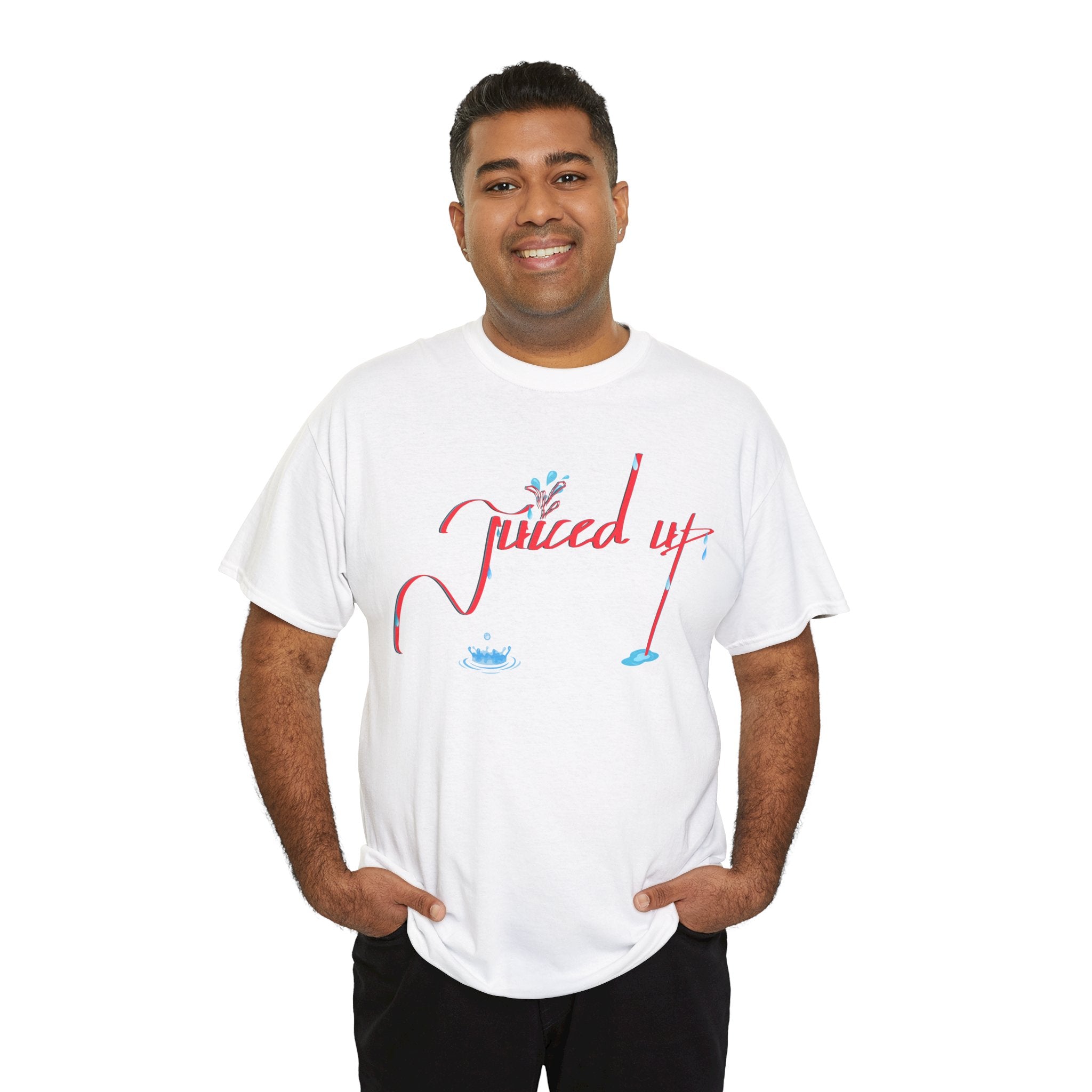 Hand-Written, Funny, Assertive 'Juiced Up' Unisex Tee, Bold Casual Everyday Shirt, Semi-Formal Adult Tshirt, 100% Cotton Eco-Friendly Top, Versatile Tee