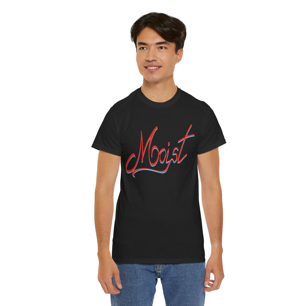Moist Script T-Shirt — Playful Retro Typography Tee