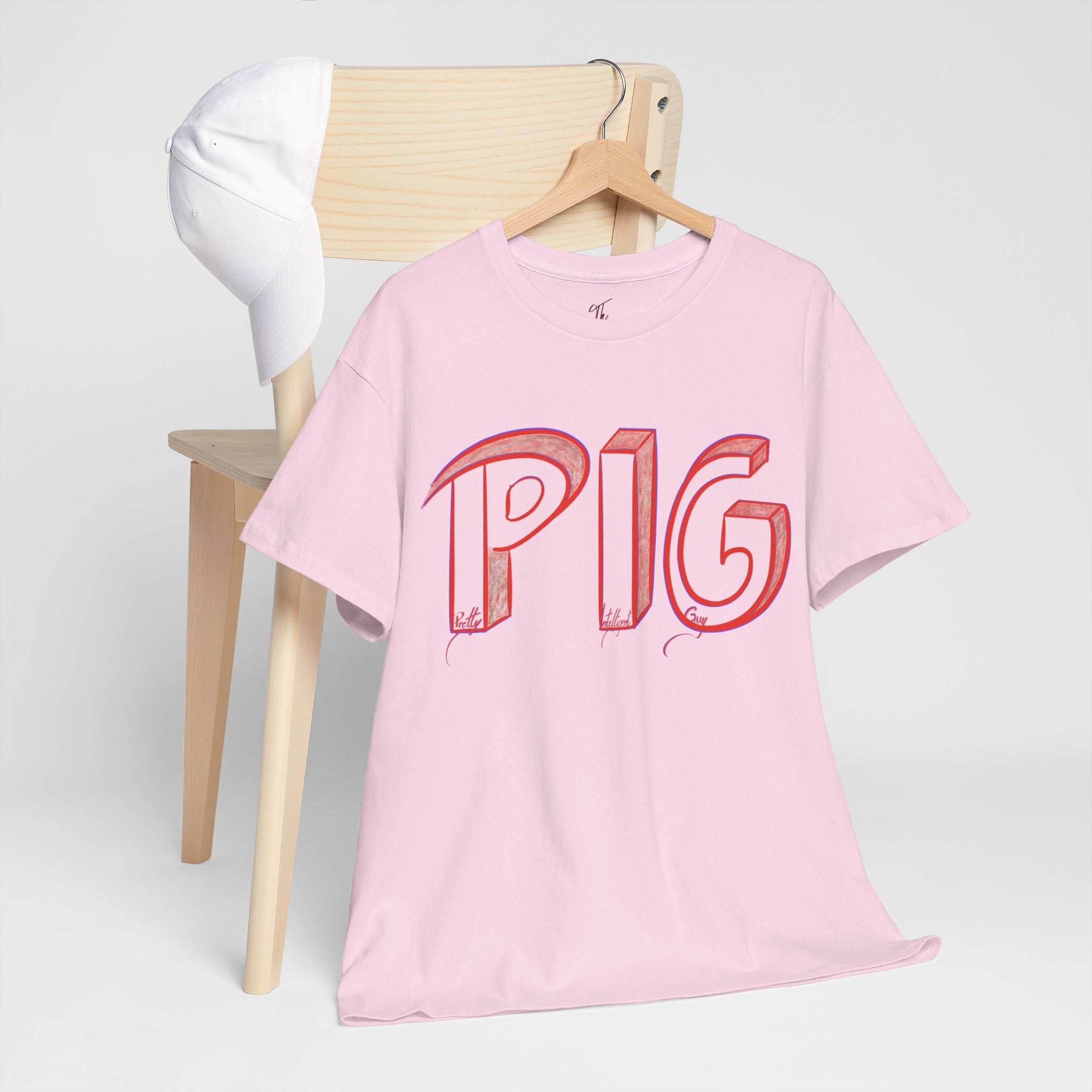 PIG | A Hand-drawn Lettering Tee Shirt Short for - Pretty Intelligent Guy | Retro Drip Text Tee | Dare it | Funny