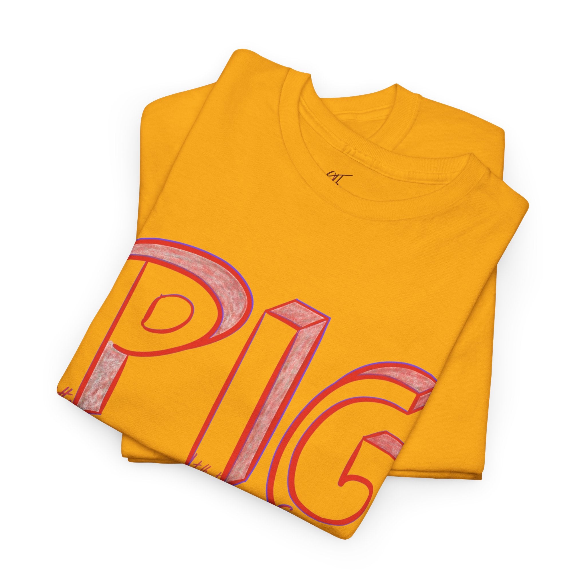 PIG | A Hand-drawn Lettering Tee Shirt Short for - Pretty Intelligent Guy | Retro Drip Text Tee | Dare it | Funny