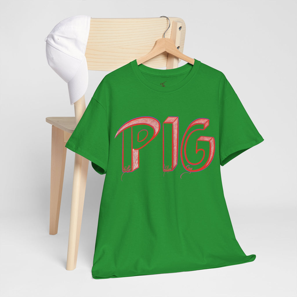 PIG | A Hand-drawn Lettering Tee Shirt Short for - Pretty Intelligent Guy | Retro Drip Text Tee | Dare it | Funny