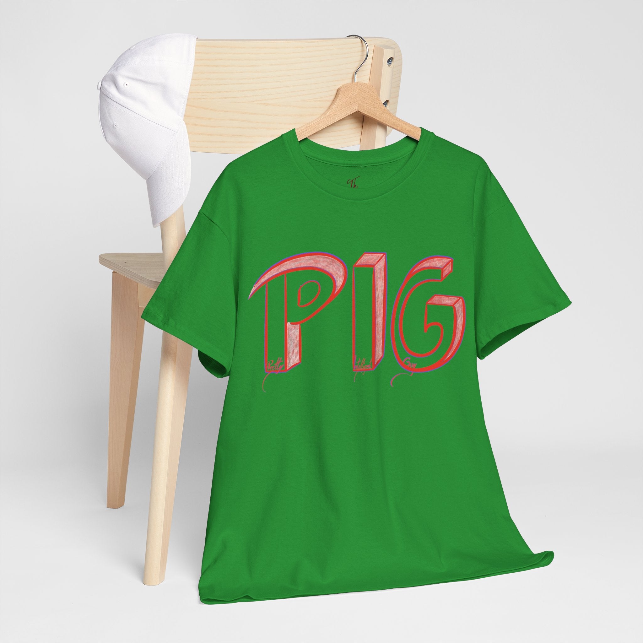 PIG | A Hand-drawn Lettering Tee Shirt Short for - Pretty Intelligent Guy | Retro Drip Text Tee | Dare it | Funny