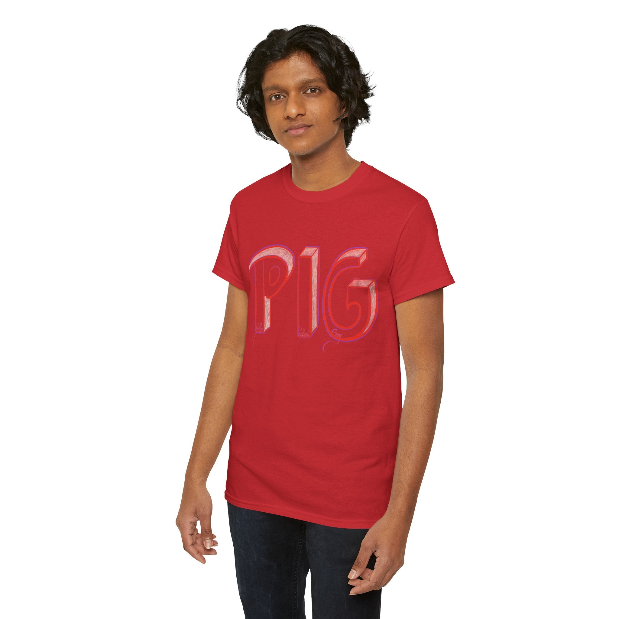 PIG | A Hand-drawn Lettering Tee Shirt Short for - Pretty Intelligent Guy | Retro Drip Text Tee | Dare it | Funny