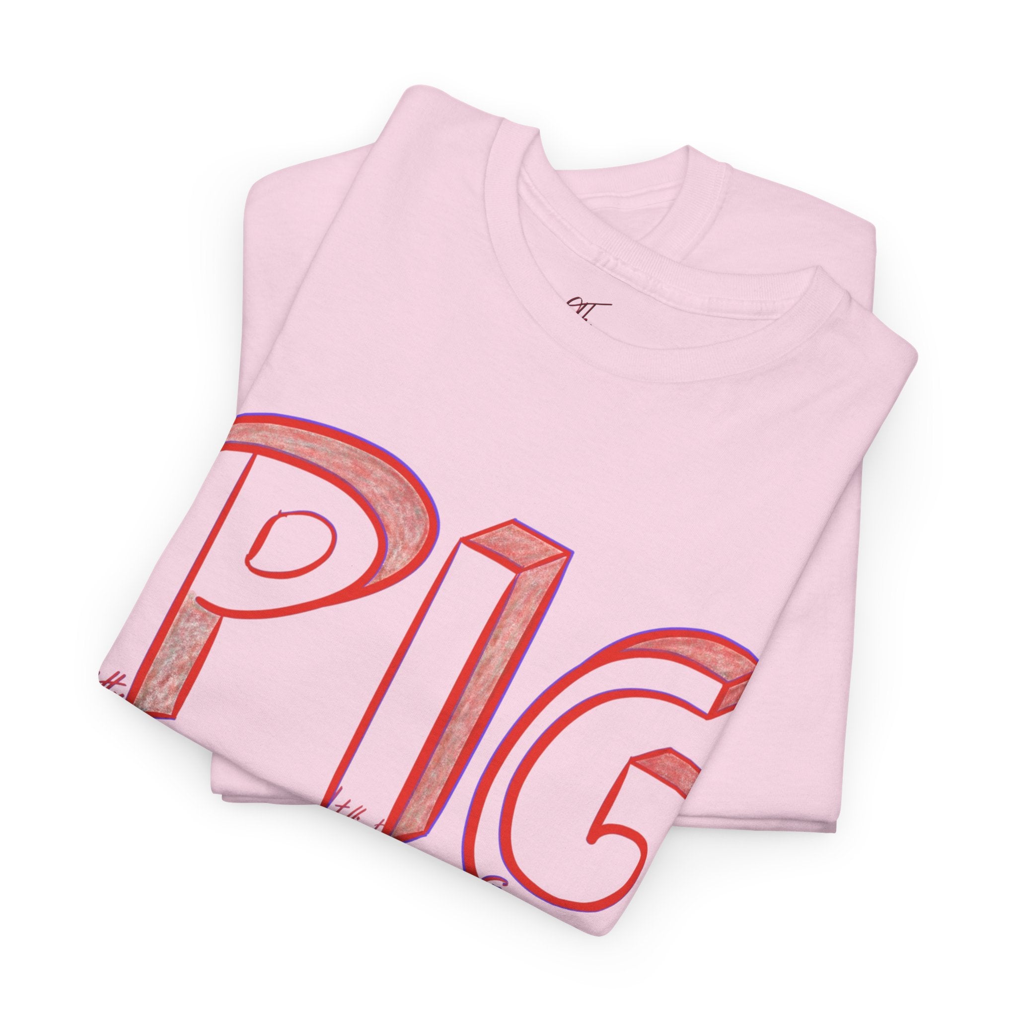 PIG | A Hand-drawn Lettering Tee Shirt Short for - Pretty Intelligent Guy | Retro Drip Text Tee | Dare it | Funny